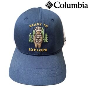 Columbia Youth SnapBack Hat Camping Ready To Explore Navy One Size Fits Most Cap